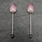 1933 British vintage pair of sterling silver demitasse spoons with enamel decoration